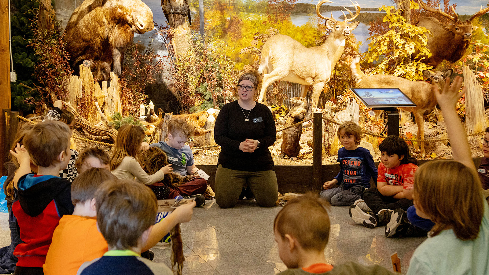 Students learning about Ontairo wildlife